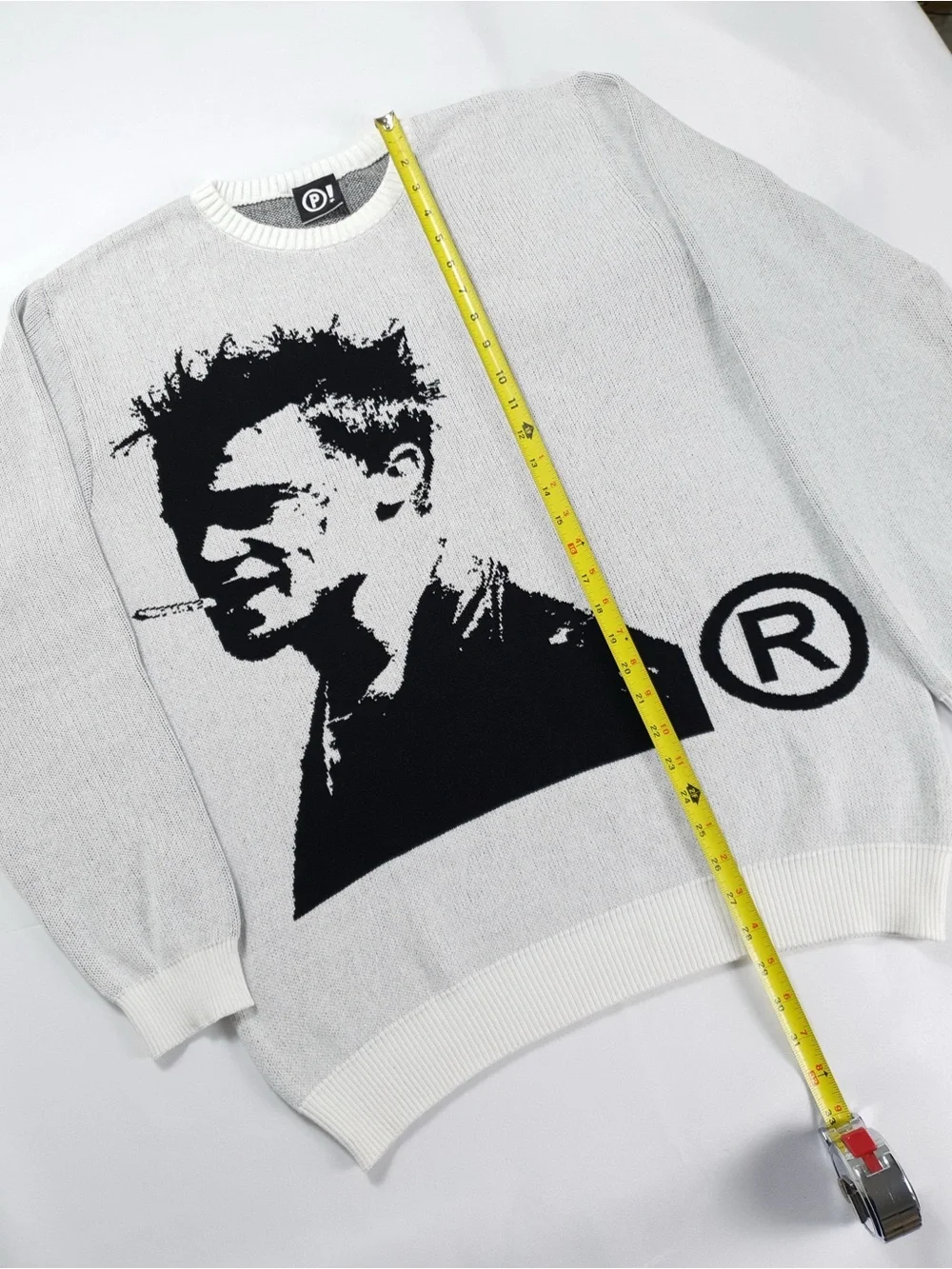 Joy Divizn Brad Pitt Fight Club Knit Sweater Mens Size Large NEW